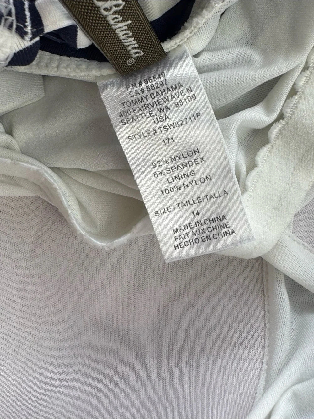 Tommy Bahama Women’s Sz 14 One Piece Swimsuit Lace Up Back Navy & White Striped